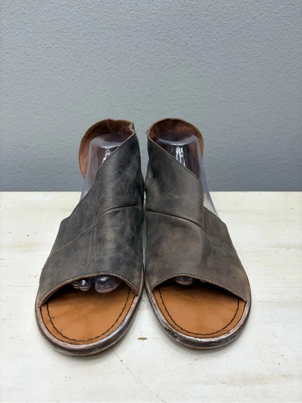 Free People Brown Leather Mont Black Flats Size 41